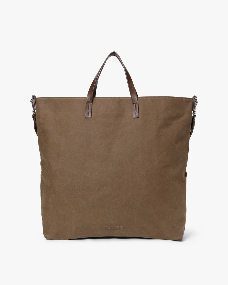 Medium Waxed Cotton Crossbody Tote Väska