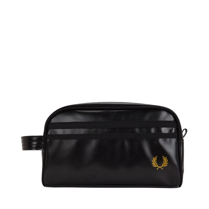 Tonal Coated Poly Wash Bag - Black/Gold