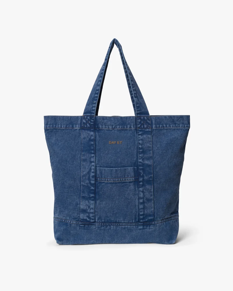 Large Washed Denim Axelväska