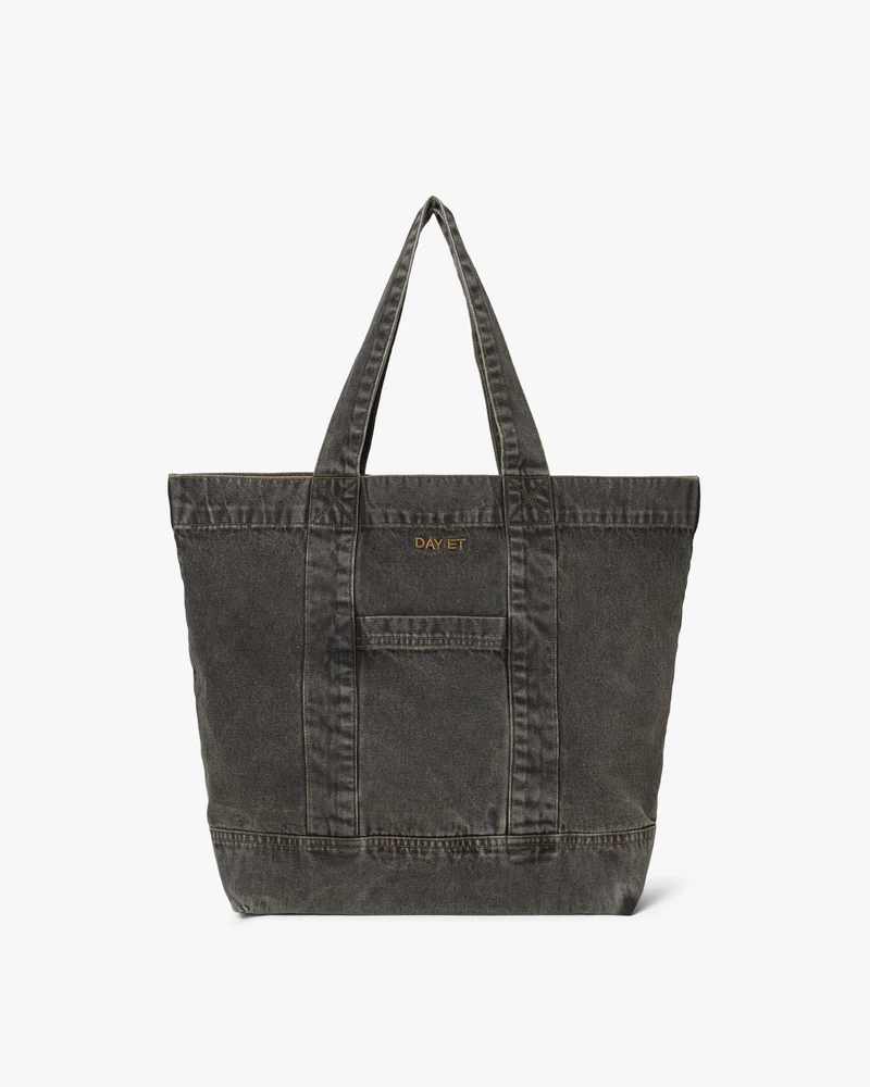 Large Washed Denim Axelväska