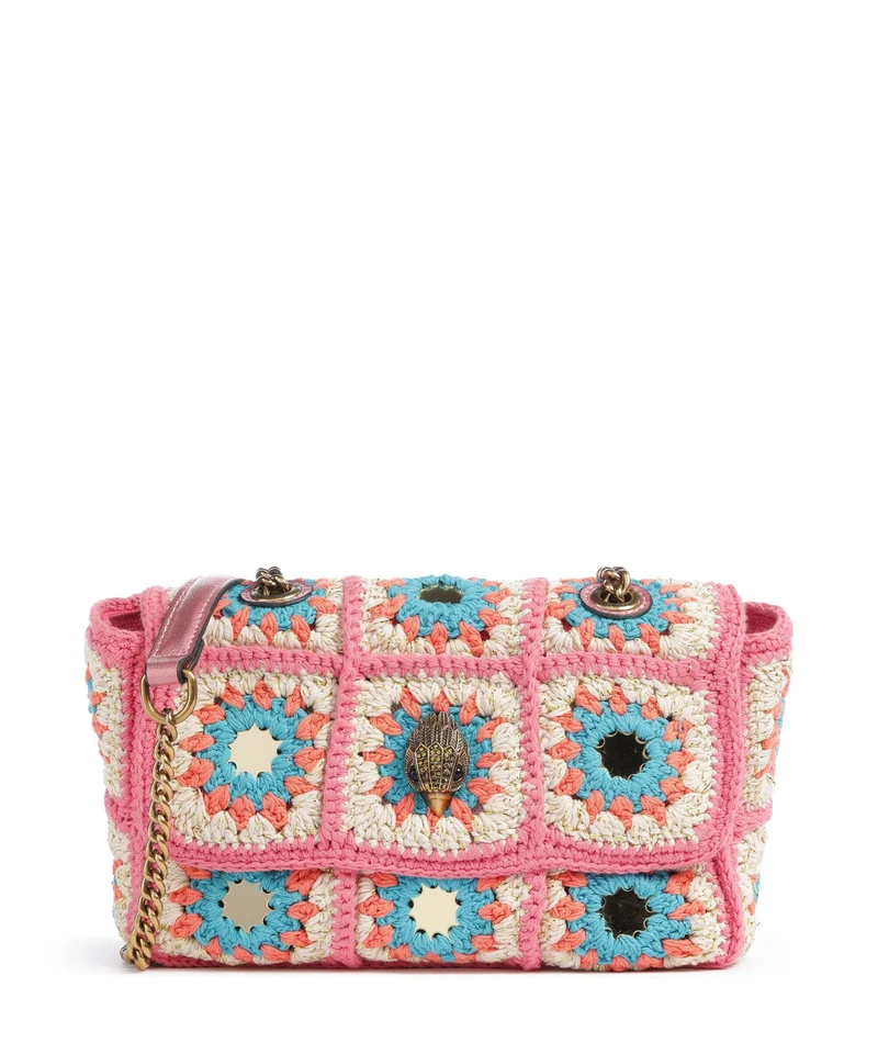 Kurt Geiger Kensington Crochet Crossover väska pink combination