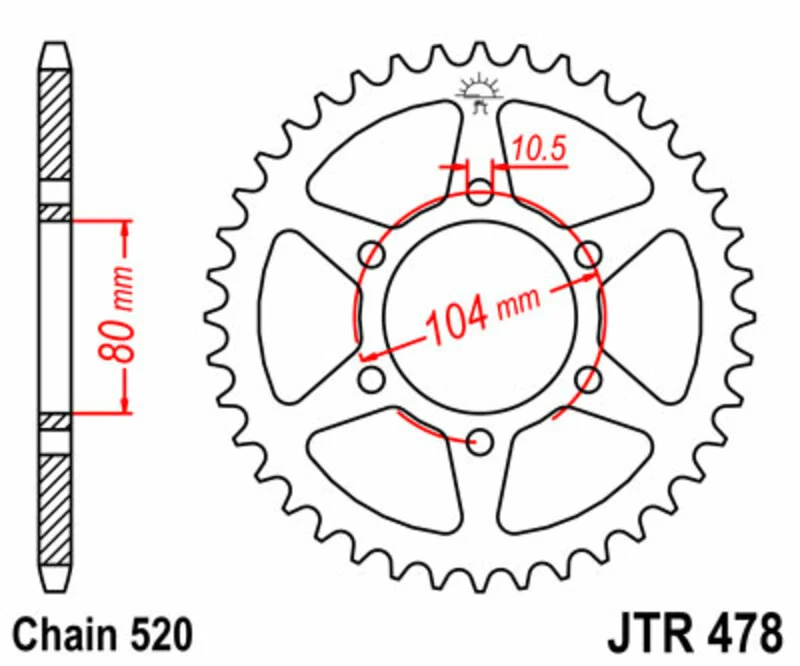 JT SPROCKETS Steel Standard Rear Sprocket 478 - 520 JTR478.38