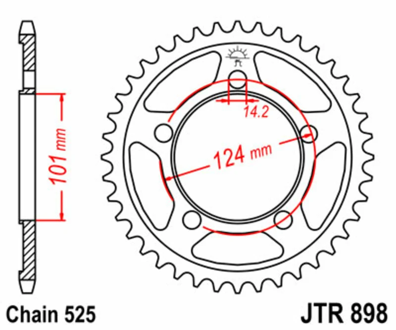 JT SPROCKETS Steel Standard Rear Sprocket 898 - 525 JTR898.38