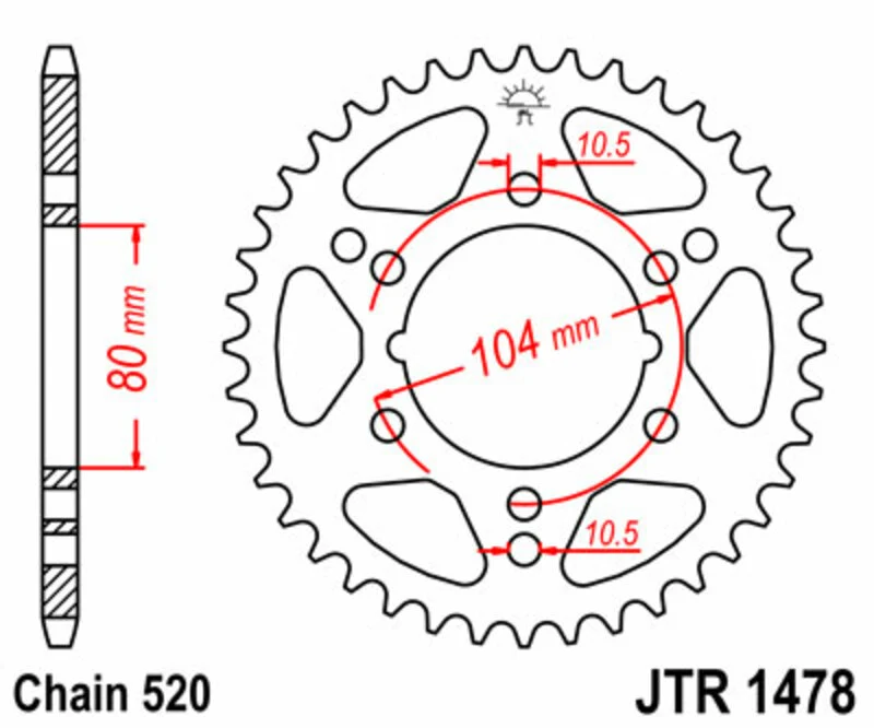 JT SPROCKETS Steel Standard Rear Sprocket 1478 - 520 JTR1478.40