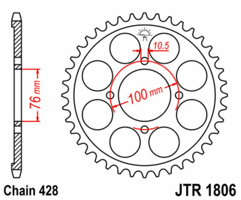 JT SPROCKETS Steel Standard Rear Sprocket 1806 - 428 JTR1806.56