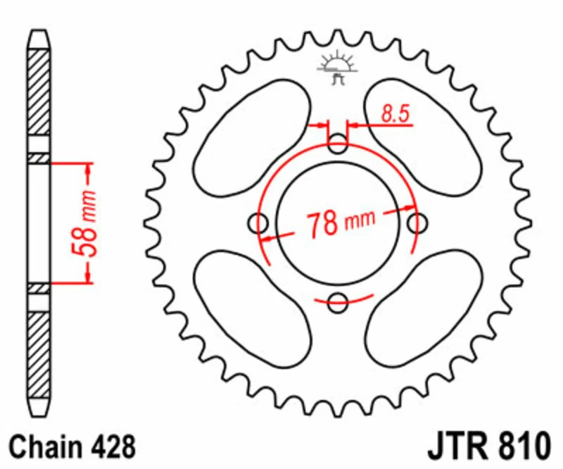 JT SPROCKETS Steel Standard Rear Sprocket 810 - 428 JTR810.48