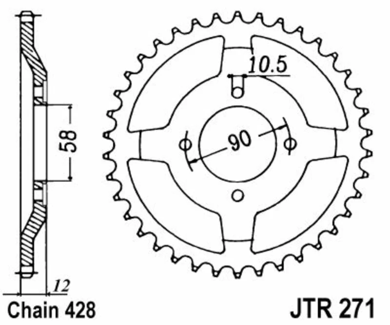 JT SPROCKETS Steel Standard Rear Sprocket 271 - 428 JTR271.50