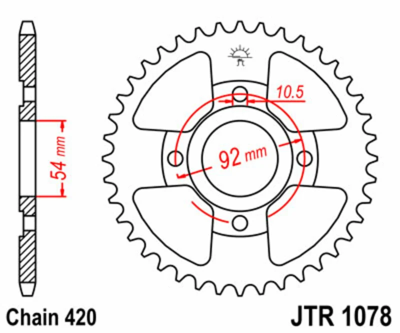 JT SPROCKETS Steel Standard Rear Sprocket 1078 - 420 JTR1078.47