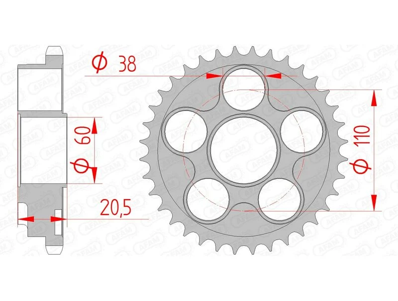AFAM Steel Standard Rear Sprocket 50605 - 525 50605-36