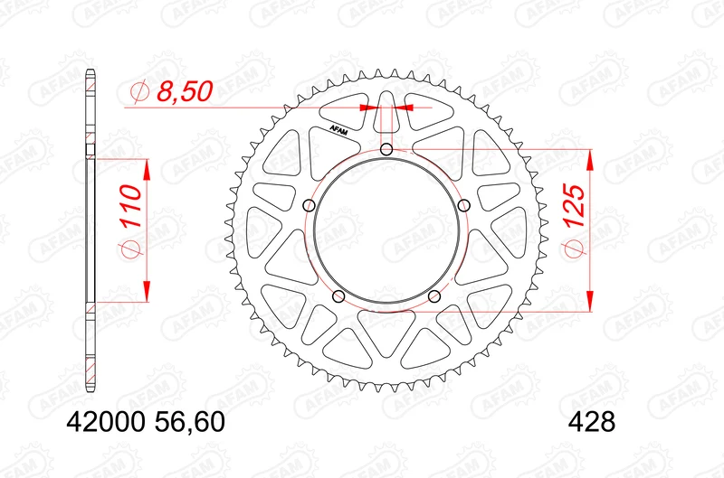 AFAM Aluminium Rear Sprocket 12000-56 42000-56