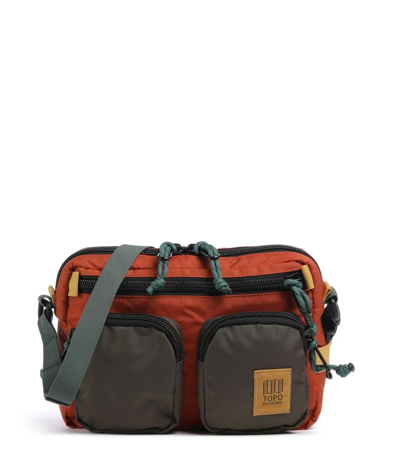 Topo Designs Block Crossover väska woodland/terracotta