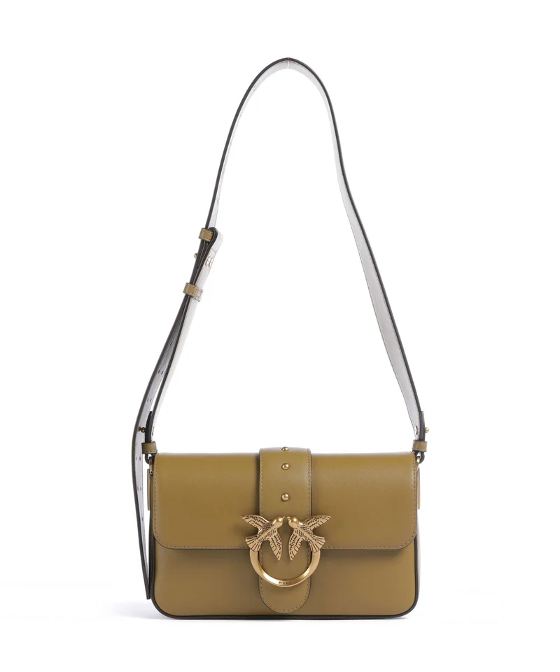 Pinko Love One Mini Slouchy Axelremsväska verde canguro/antique gold