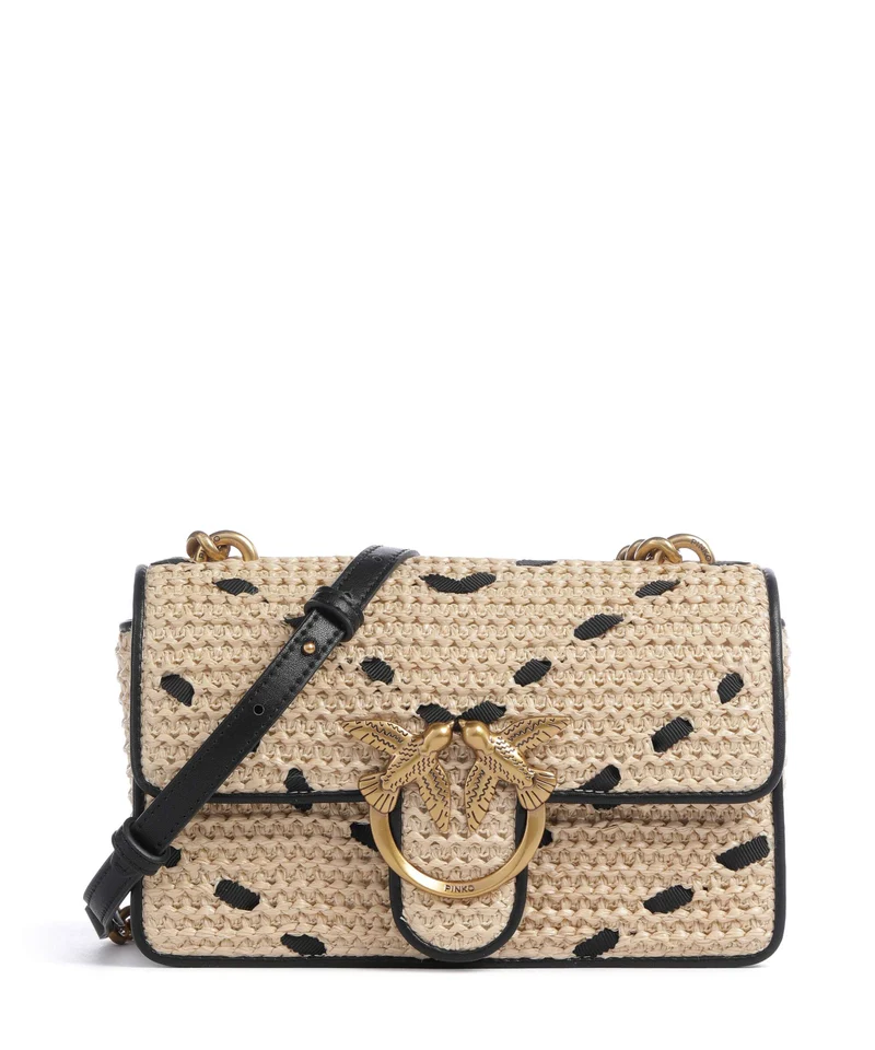Pinko Love One Mini Crossover väska paglia/nero/antique gold