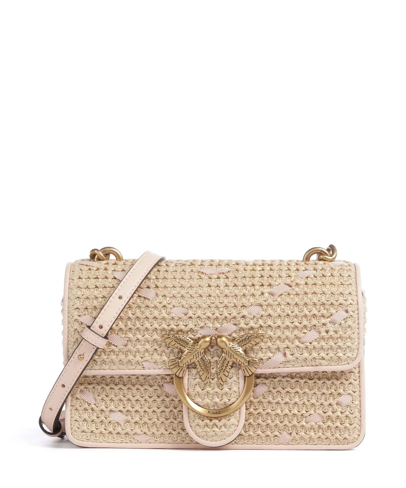Pinko Love One Mini Crossover väska paglia/rosa/antique gold