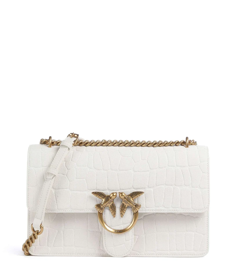 Pinko Love One Classic Axelremsväska bianco nembo/antique gold