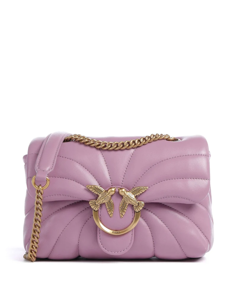 Pinko Love Puff Mini Axelremsväska lilla/antique gold