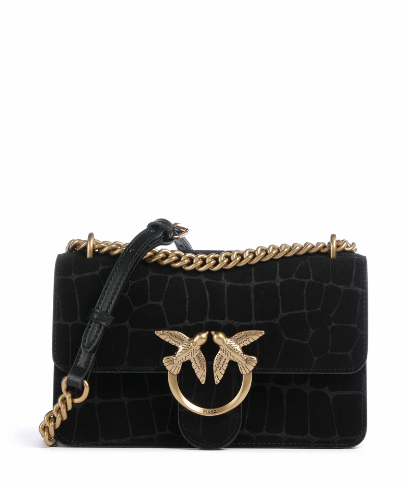 Pinko Love One Mini Axelremsväska nero/antique gold