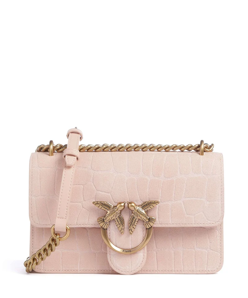 Pinko Love One Mini Axelremsväska light pink/antique gold
