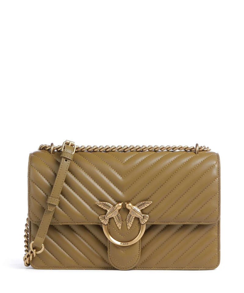 Pinko Love One Classic Axelremsväska verde canguro/antique gold