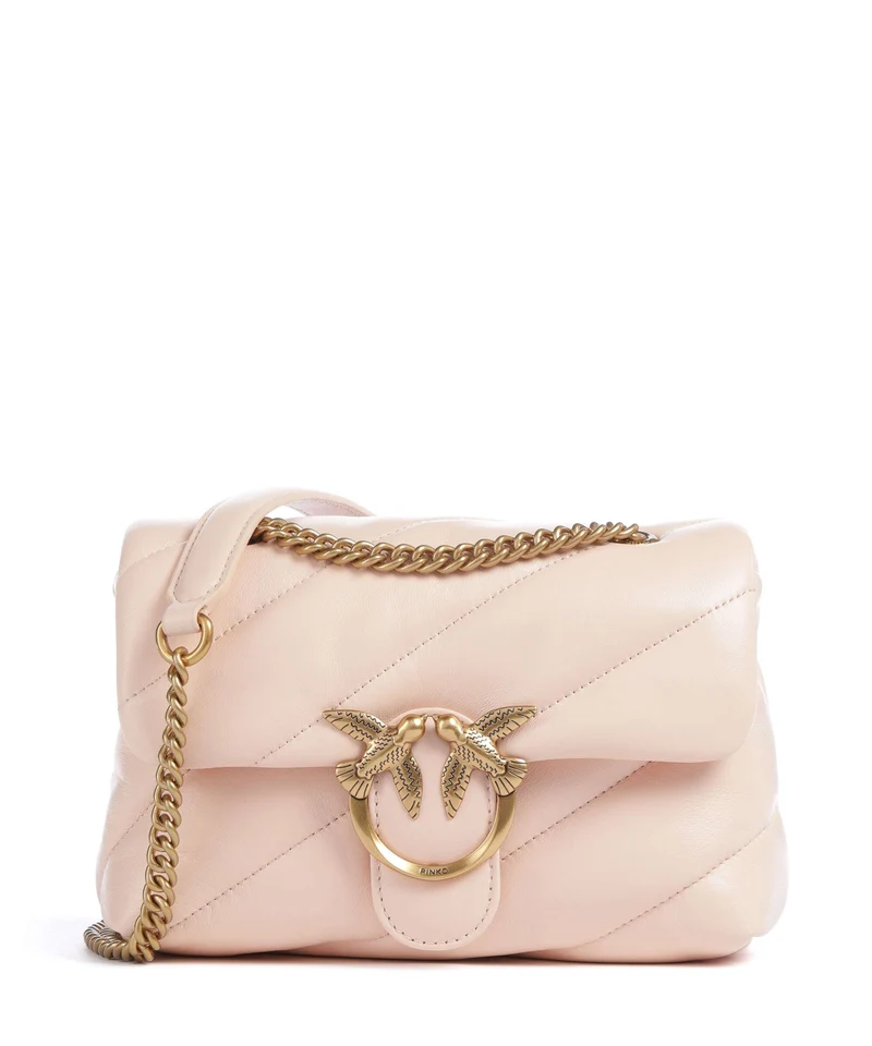 Pinko Love Puff Mini Axelremsväska light pink/antique gold