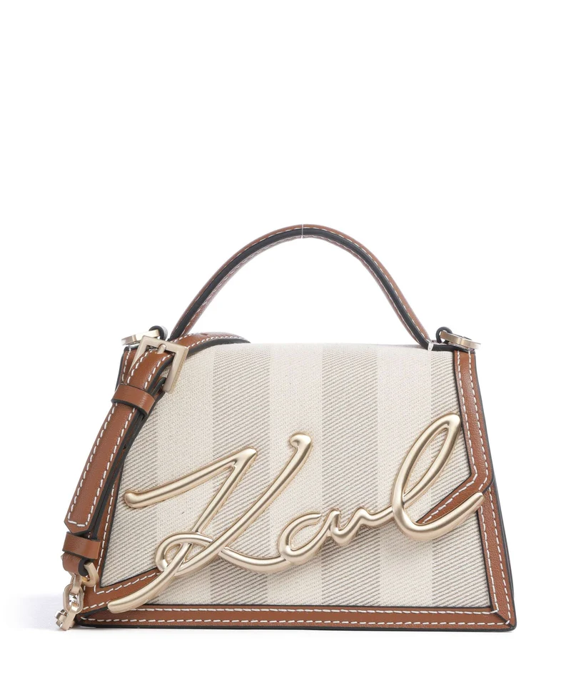 Karl Lagerfeld K/Signature 2.0 Small Crossover väska natural canvas/tan