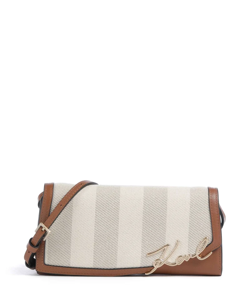 Karl Lagerfeld K/Signature Mini Crossover väska natural canvas/tan