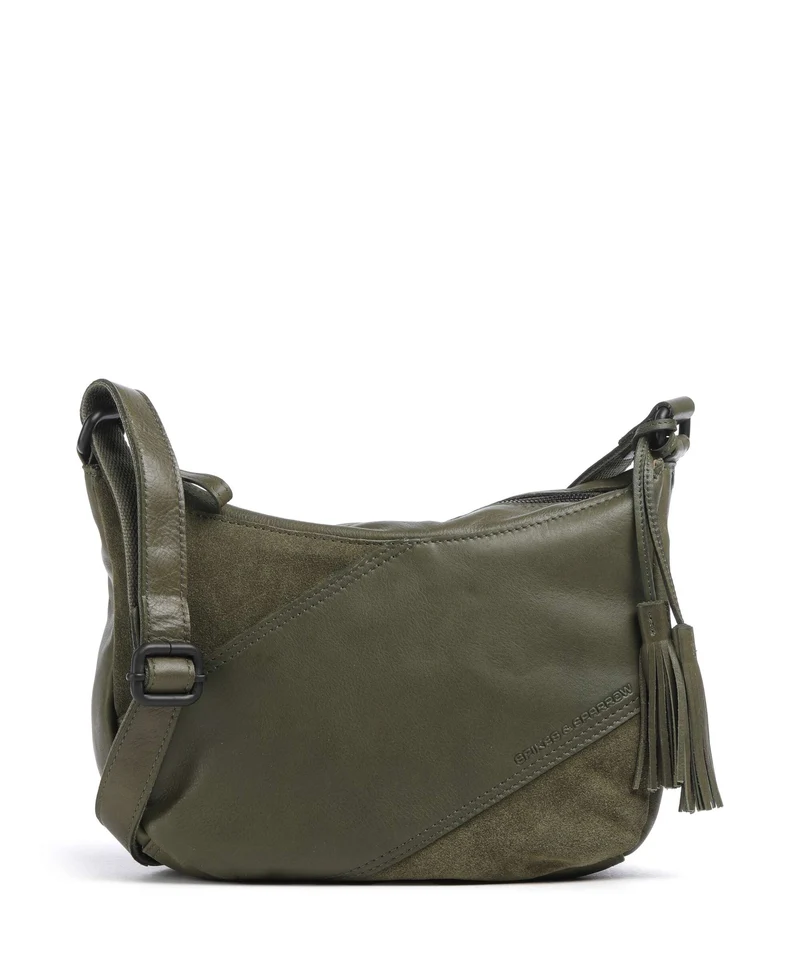 Spikes & Sparrow Suede Mix Lorain Crossover väska green