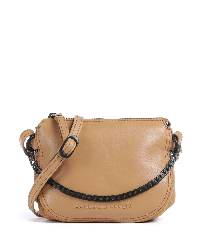 Spikes & Sparrow Suede Mix Delaine Crossover väska camel