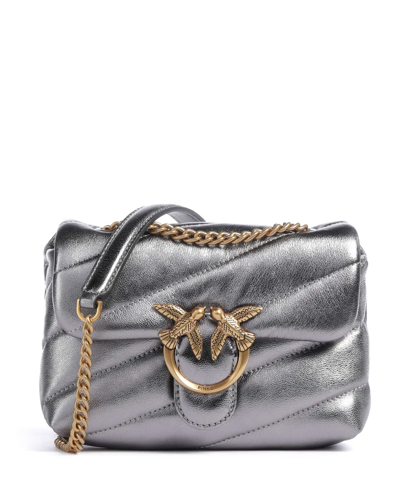 Pinko Love Puff Baby Axelremsväska antracite/antique gold