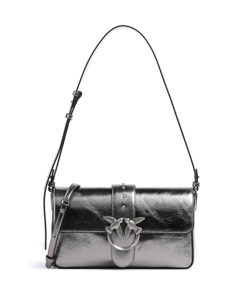 Pinko Love One Classic Slouchy Axelremsväska antracite/old silver