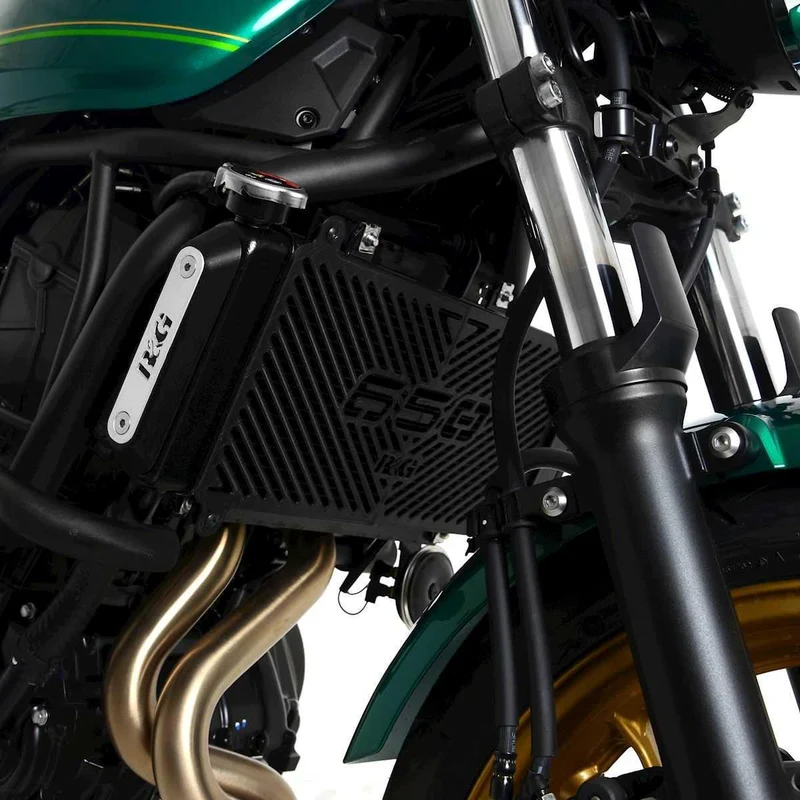 Branded Radiator Guard, BLACK - Kawasaki Z650RS 22-, Z650 17-, Ninja 650 17-