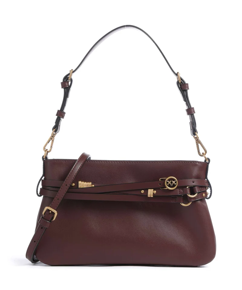 Pinko Belt Mini Axelremsväska burgundy wine/antique gold