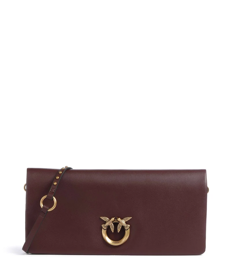Pinko Click Soft Classic Crossover väska burgundy wine/antique gold