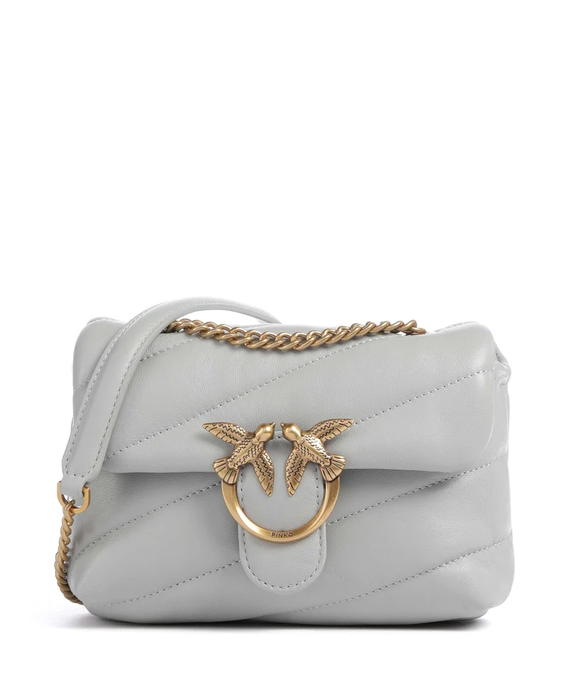 Pinko Love Puff Baby Axelremsväska grigio perla/antique gold