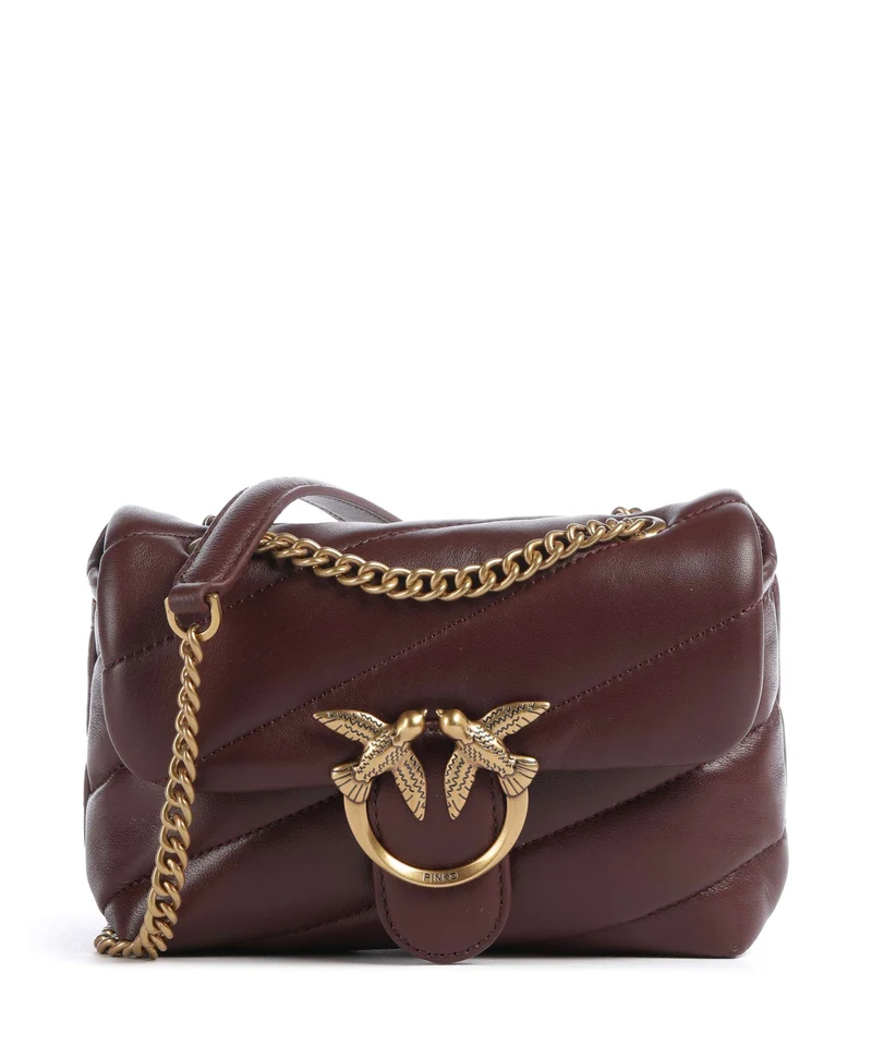 Pinko Love Puff Baby Axelremsväska burgundy wine/antique gold