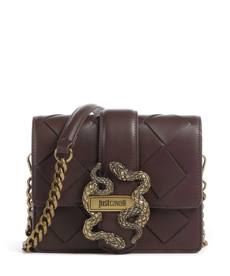 Just Cavalli Iconic Snakes Braided Crossover väska black coffee
