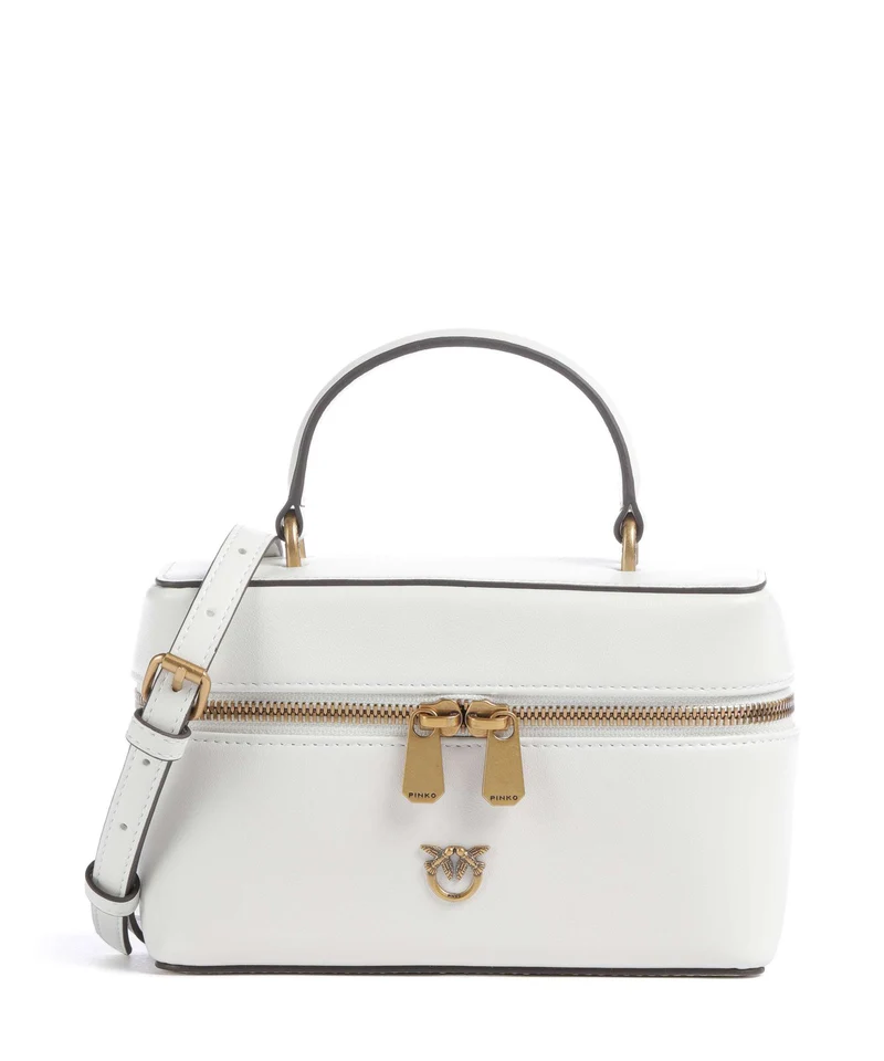 Pinko Vanity Mini Crossover väska bianco nembo/antique gold
