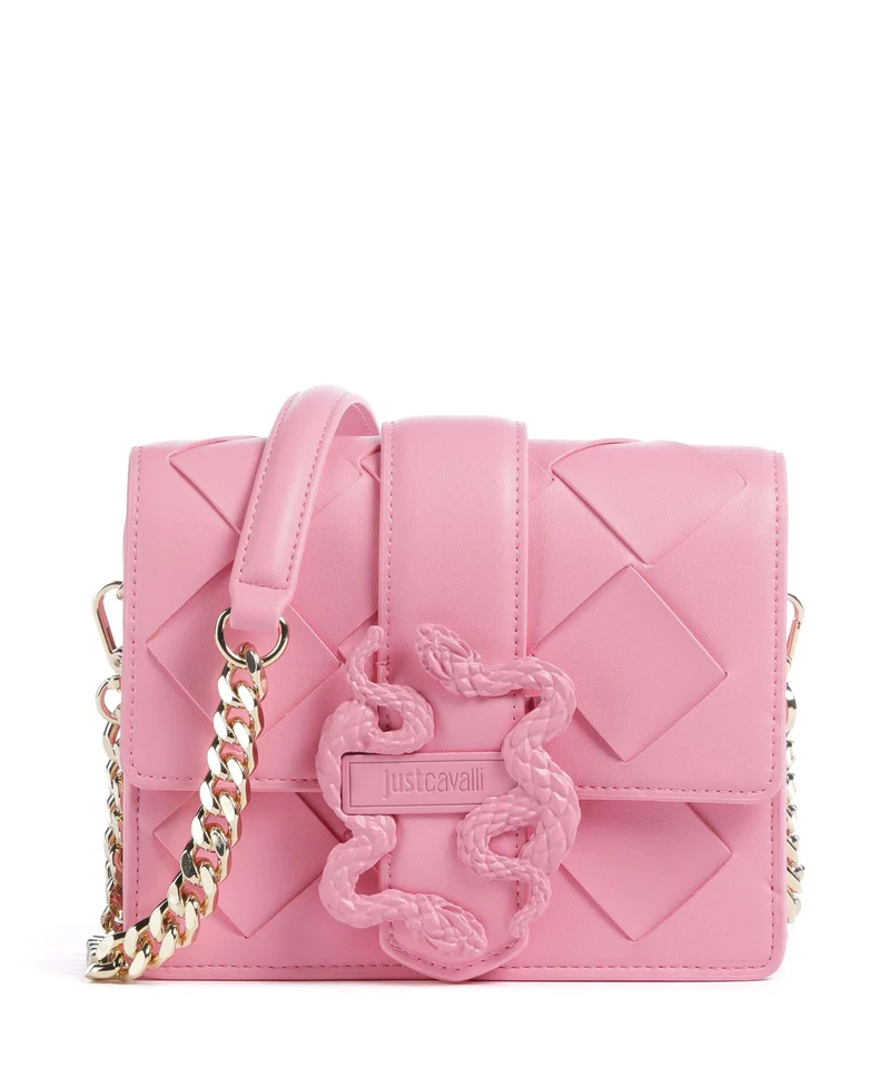 Just Cavalli Iconic Snakes Braided Crossover väska begonia pink
