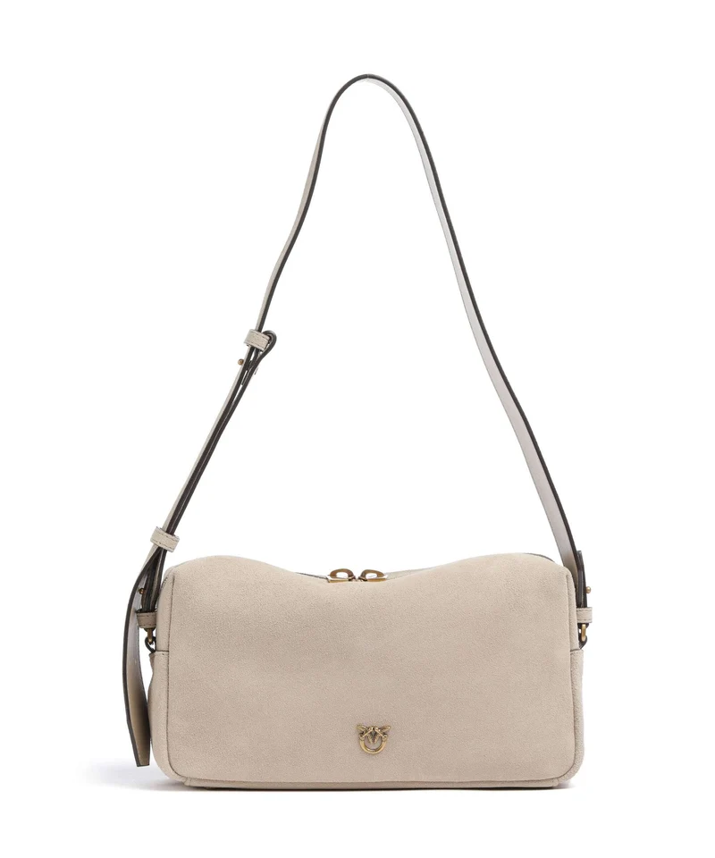 Pinko Axelremsväska beige/grigio fumo/antique gold