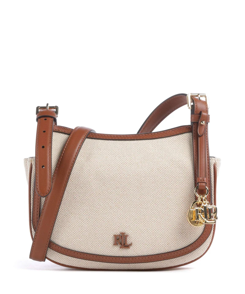 Lauren Ralph Lauren Marcy Medium Crossover väska natural/buff canvas/lauren tan