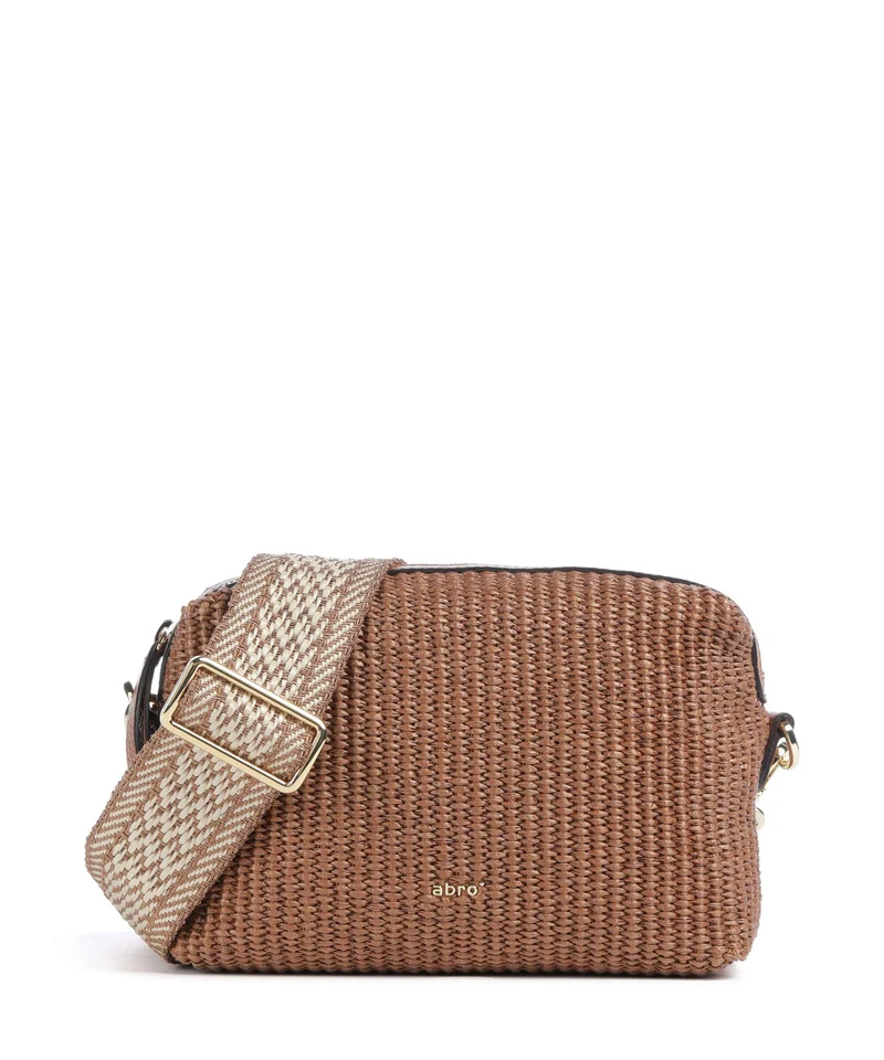 Abro Raffia Kaia Crossover väska caramel/cognac