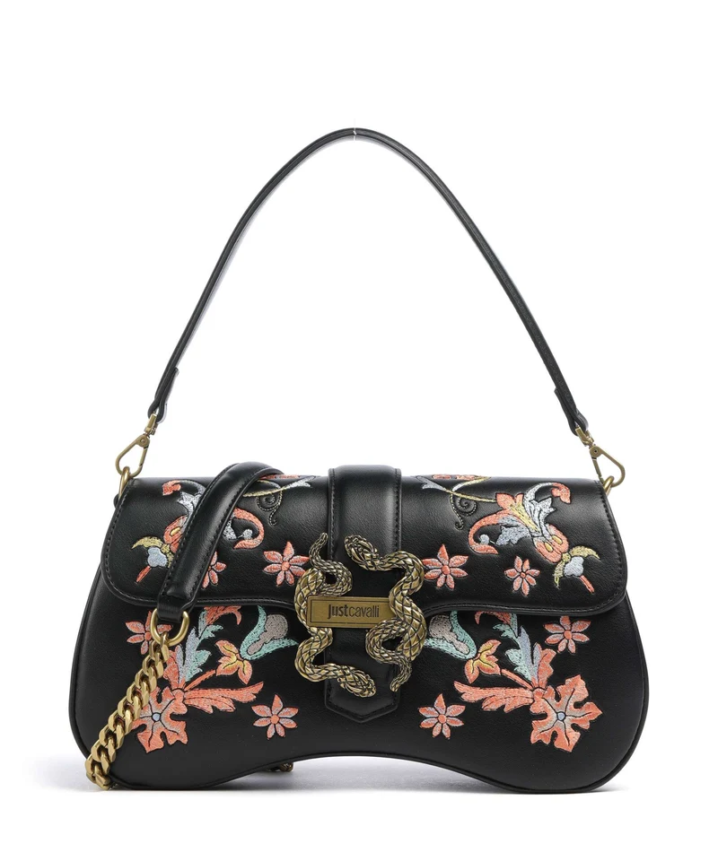 Just Cavalli Iconic Snakes Axelremsväska black