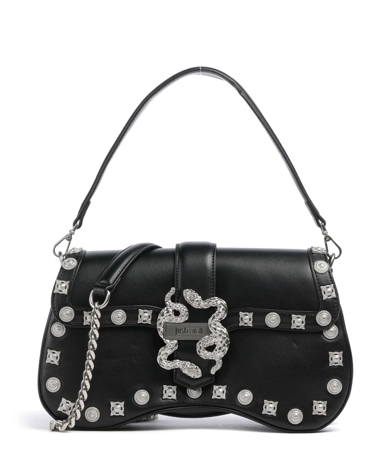Just Cavalli Iconic Snakes Axelremsväska black