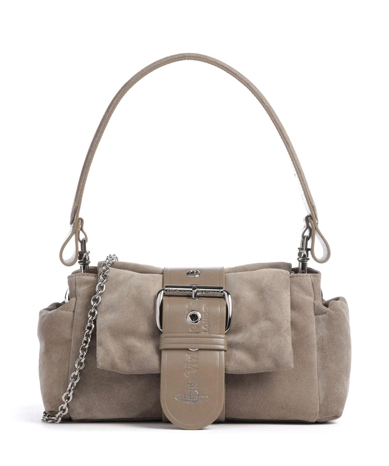 Vivienne Westwood Hazel Suede Treasure Axelremsväska stone