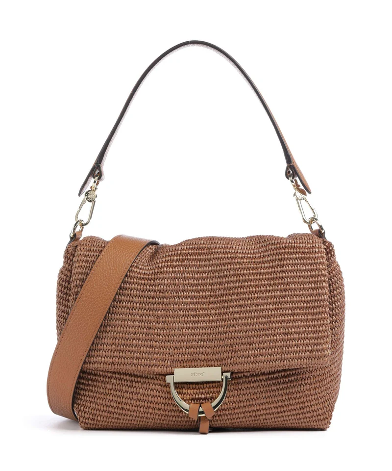 Abro Raffia Classica Temi Medium Axelremsväska caramel/cognac