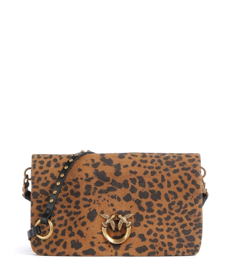 Pinko Click Soft Mini Crossover väska maculato/marrone/antique gold