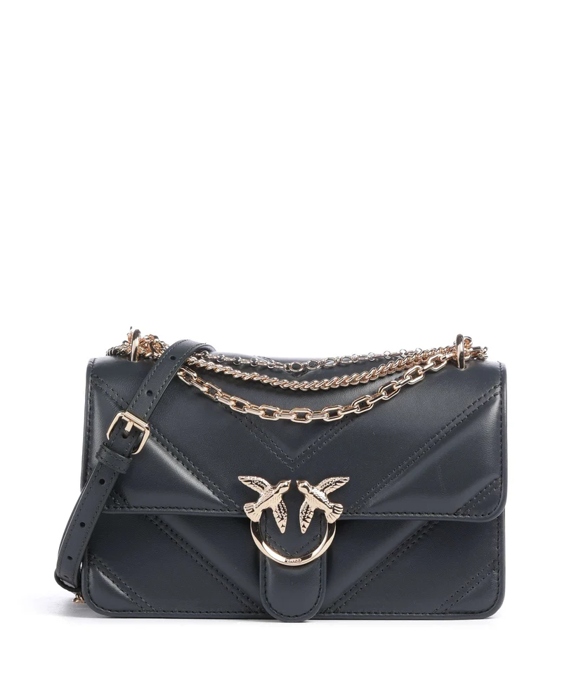Pinko Love One Mini Axelremsväska grigio asfalto/oro mordore