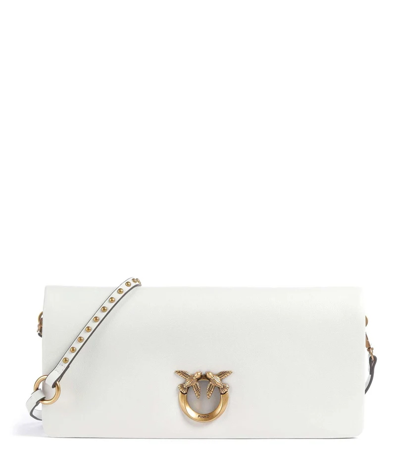 Pinko Click Soft Classic Crossover väska bianco nembo/antique gold