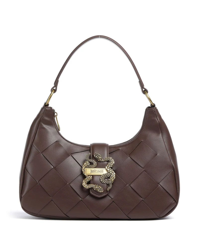 Just Cavalli Iconic Snakes Braided Axelremsväska black coffee