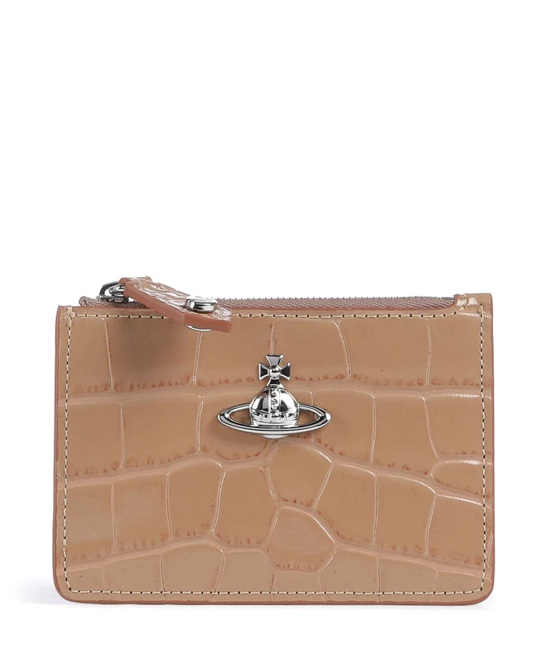 Vivienne Westwood Embossed Croc Slim Korthållare dusty pink